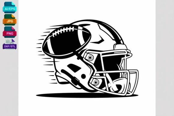 American Football Helmet and Ball SVG for Graphics & Crafts