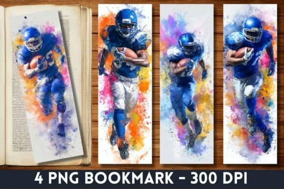 Blue Football Player Splash Bookmark PNG Graphics & Crafts Review