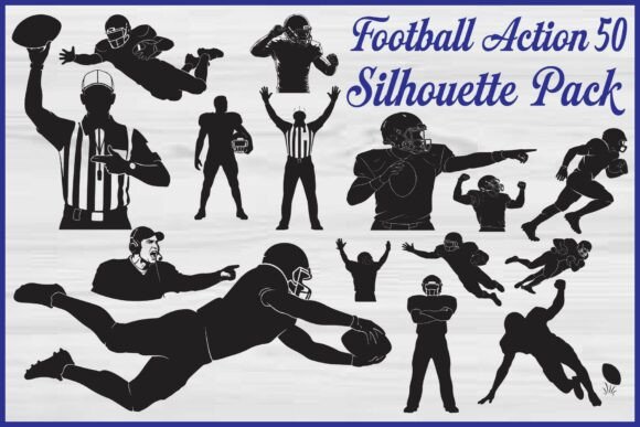 Football Action Silhouette Pack Graphics for Crafts