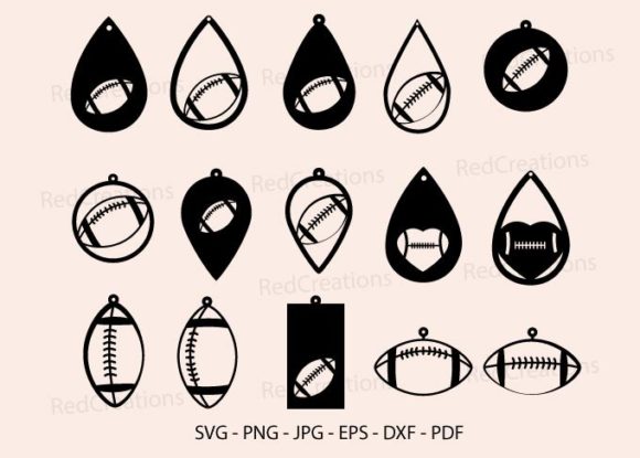 Football Earrings Template Svg, Leather Graphics for Crafts