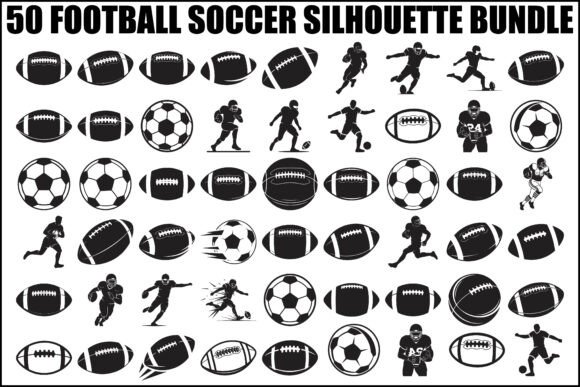 Football Soccer Silhouette Bundle Graphics for Crafts
