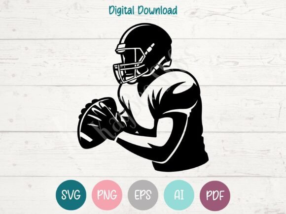 Quarterback Football Player Graphics for Crafts & Branding