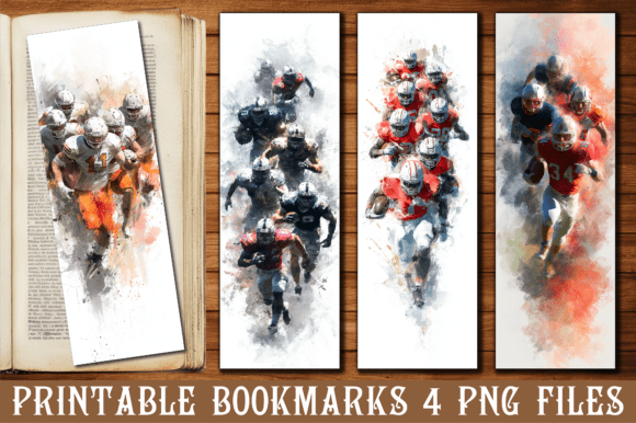 Watercolor Football Players Bookmark Graphics and Crafts Review